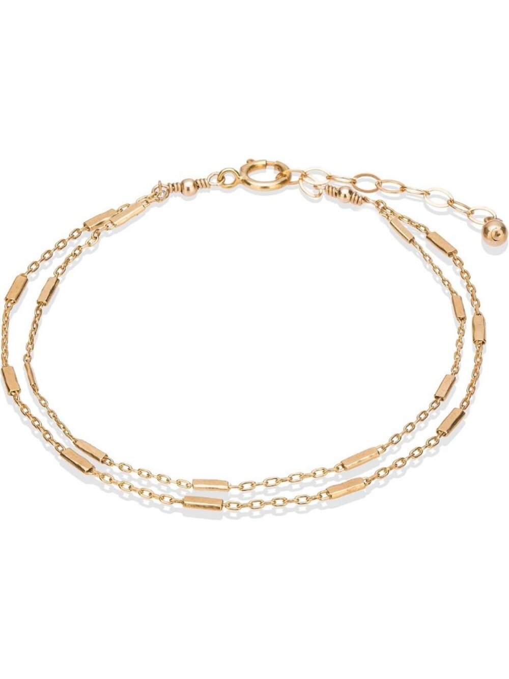 Double-Stranded Gold Chain Bracelet, 6.5-7.5 Inches, Minimalist Layering Jewelry